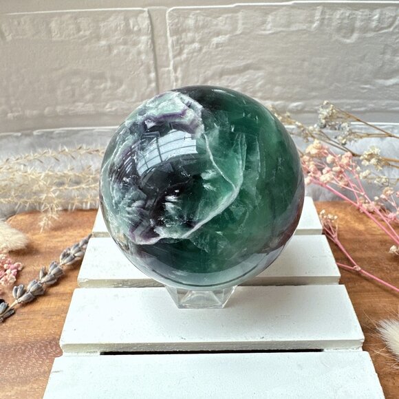 Gorgeous Feather Fluorite Sphere - Picture 5 of 9